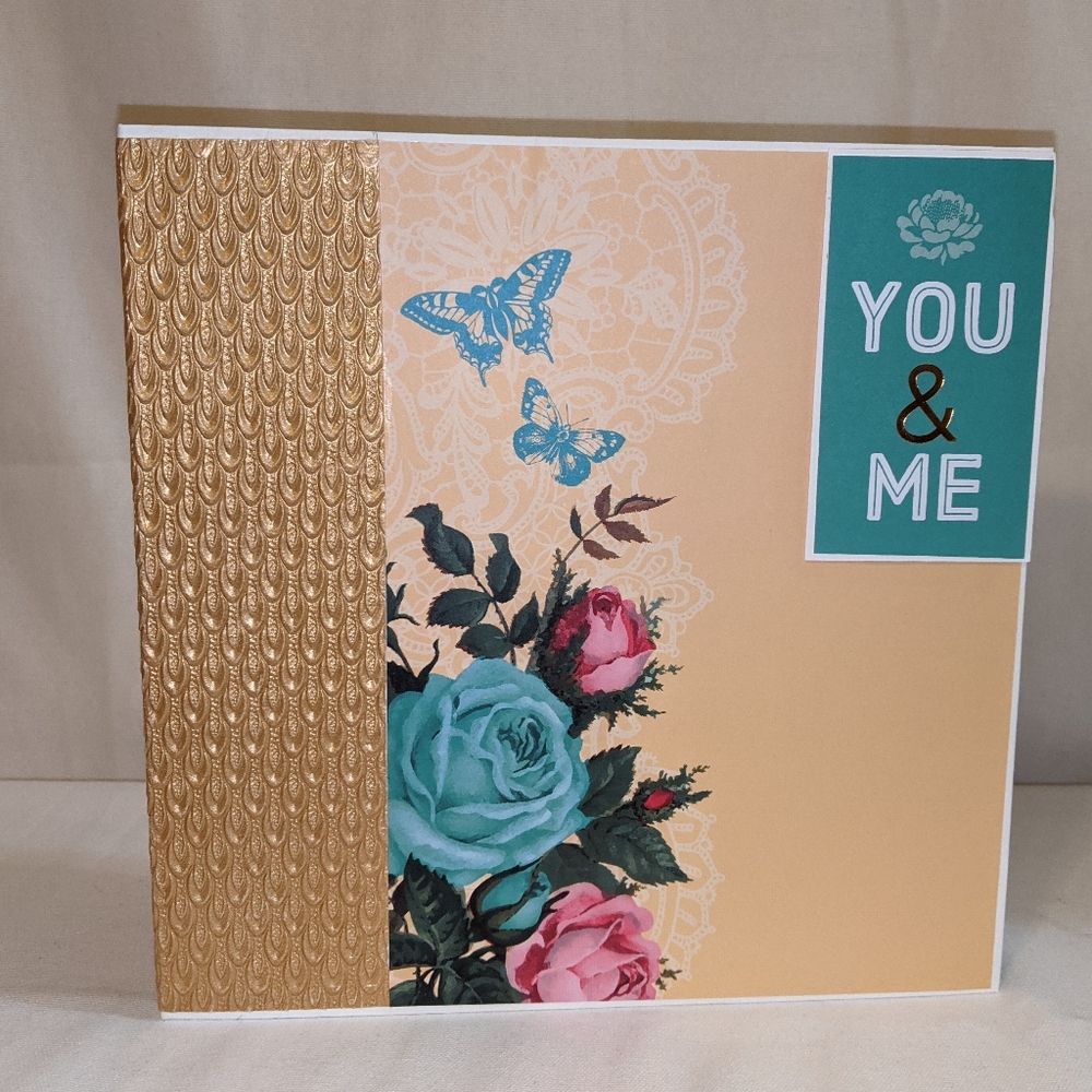 Handcrafted photo/journal album, "Tea Time". 9.25x3x9.25
